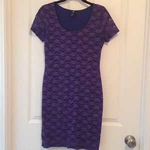 H&M Lace Dress Purple Short Sleeves Y2K Formal Classy Women’s Small